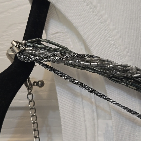 3 for $20☢️Necklace-dark blue,light blue,metallic beads,silver metallic cord - Picture 7 of 9